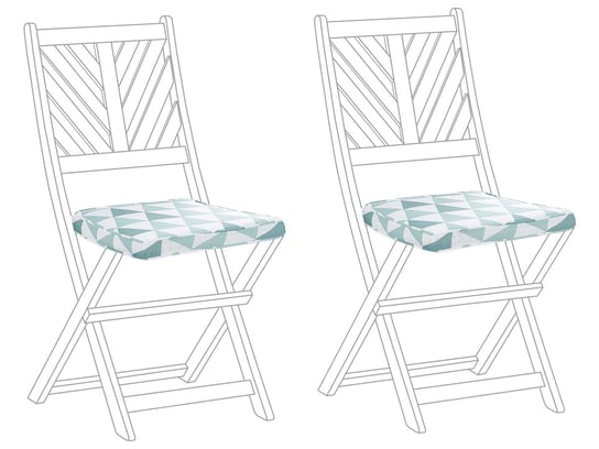 Zestaw 2 poduszek na krzesła ogrodowe w trójkąty niebiesko-biały TERNI Beliani