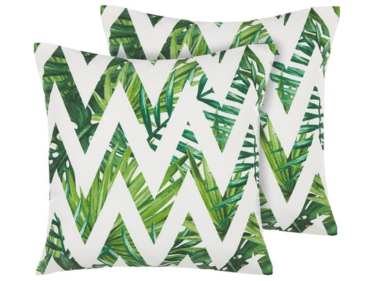 Zestaw 2 poduszek ogrodowych zygzak 45 x 45 cm biały z zielonym BRENTO Beliani