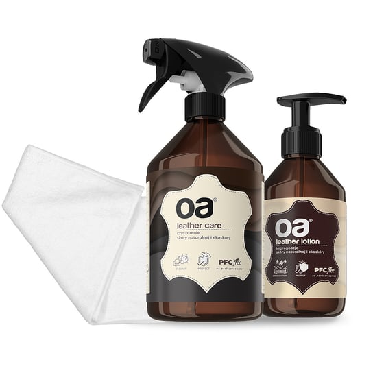 Zestaw 2 produktów OA do czyszczenia skóry z mikrofibrą OA