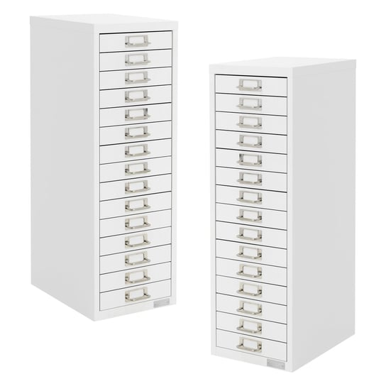 Zestaw 2 szafek kartotekowych metalowych szafek biurowych z 15 szufladami biały ML-DESIGN