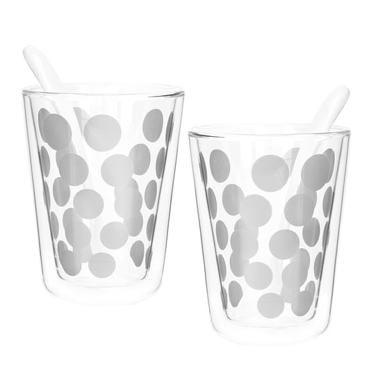Zestaw 2 szklanek z łyżeczkami Zak! Designs Dot Dot, srebrne, 350 ml ZakDesigns