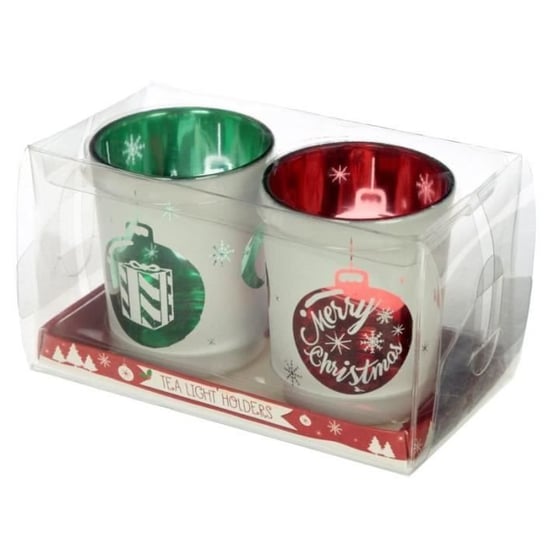 Zestaw 2 szklanych świeczników na podgrzewacze - bombki świąteczne Inna marka
