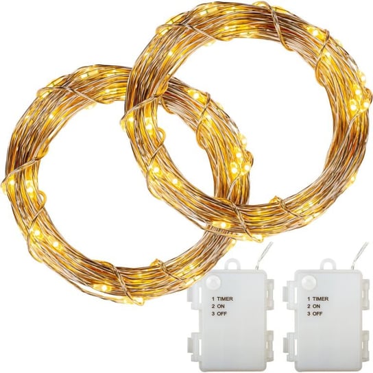 Zestaw 2 sztuk drutów świetlnych - 200 diod LED,ciepły biały VOLTRONIC