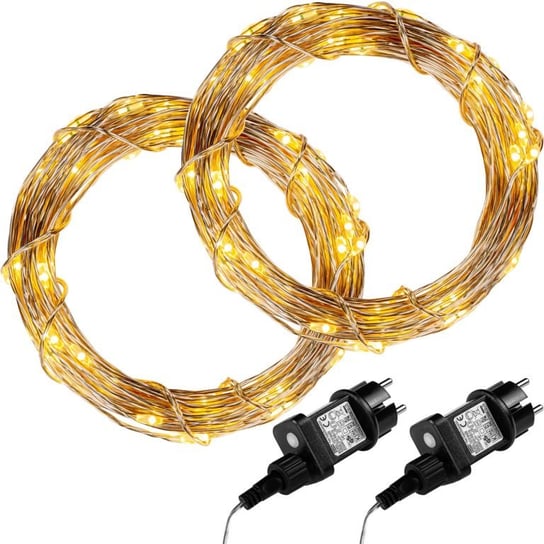 Zestaw 2 sztuk drutów świetlnych 50 LED - ciepła biel VOLTRONIC