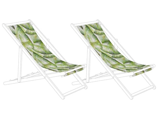 Zestaw 2 tkanin leżakowych wzór w liście palmowe zielony ANZIO / AVELLINO Beliani