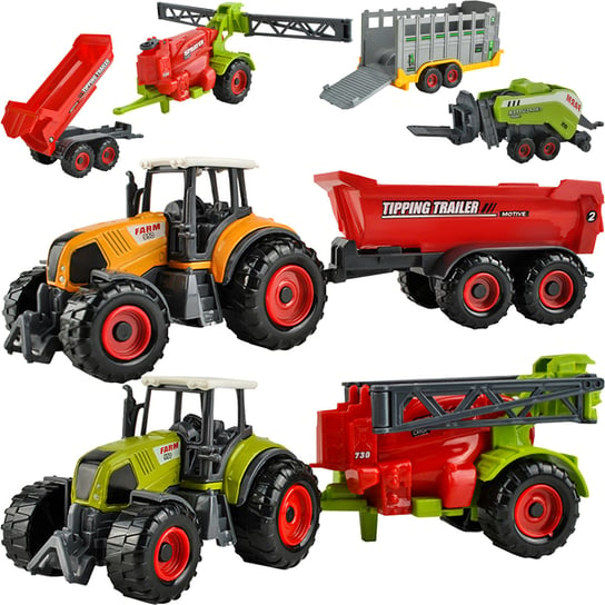 Zestaw 2 Traktory 4 maszyny rolnicze Traktor Metal ISO TRADE Iso Trade