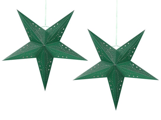 Zestaw 2 wiszących gwiazd brokatowych LED 60 cm zielony MOTTI Beliani