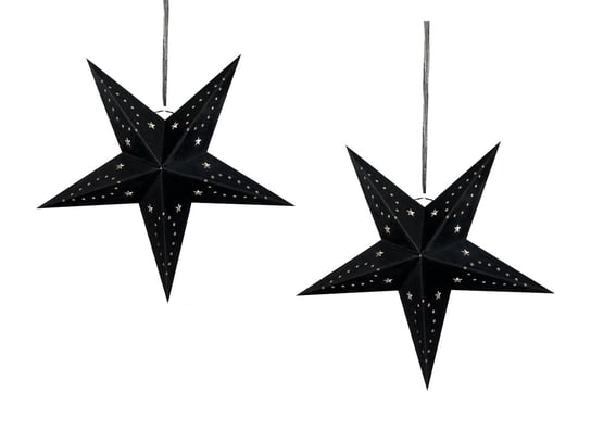 Zestaw 2 wiszących gwiazd welurowych LED 45 cm czarny MOTTI Beliani