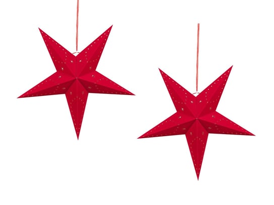 Zestaw 2 wiszących gwiazd welurowych LED 45 cm czerwony MOTTI Beliani