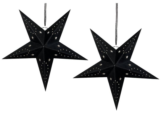 Zestaw 2 wiszących gwiazd welurowych LED 60 cm czarny MOTTI Beliani