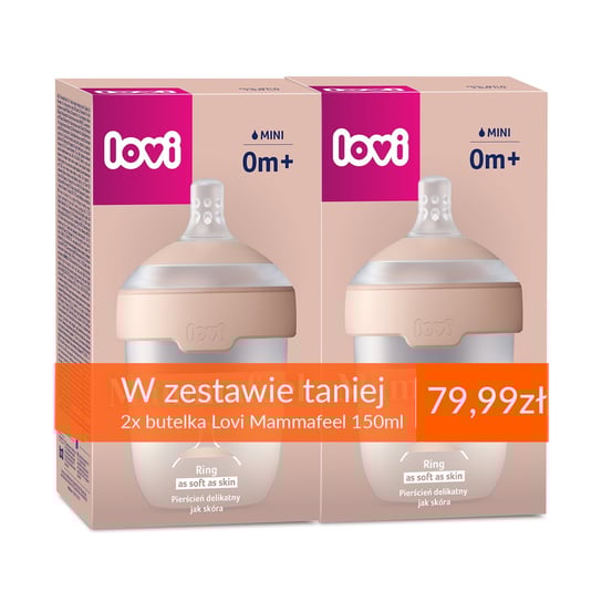 Zestaw 2 x Butelka do karmienia LOVI Mammafeel 150ml ze smoczkiem dynamicznym 0m+ Lovi