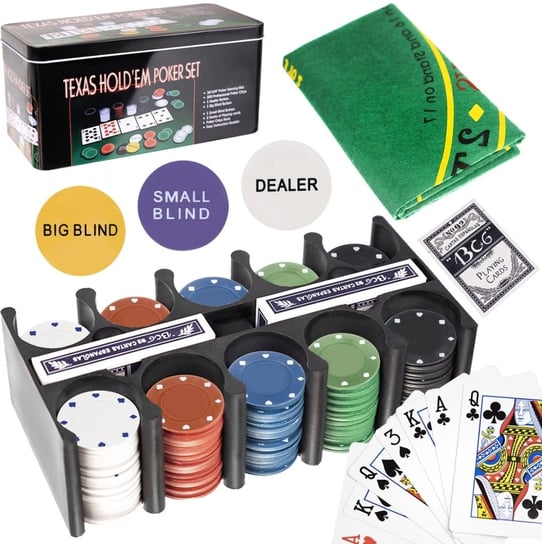 Zestaw 200 żetonów SUITS do pokera w aluminiowej puszce HRC020, Evergreen Evergreen