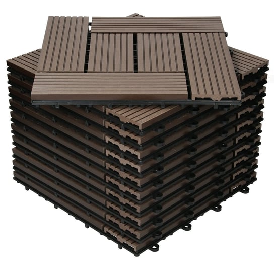 Zestaw 22 płytek tarasowych WPC płytka balkonowa mozaika drewniana 30x30cm 2m² ECD Germany