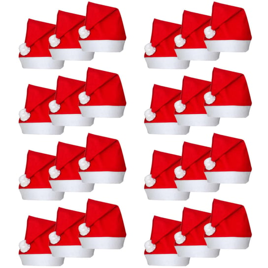 Zestaw 24 czapek Św. Mikołaja, czerwono-białe, 30x Zakito