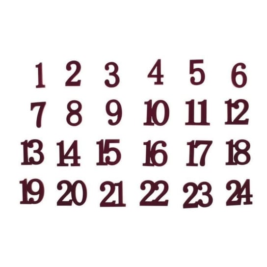 Zestaw 25 cyfr z drewna i bordowego aksamitu do kalendarza adwentowego - RAHYER Inna marka