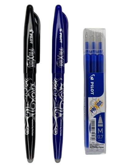 Zestaw 2x długopis zmazywalny PILOT Frixion niebieski i czarny 0,7+ 3 wkłady niebieskie 0,7 Pilot