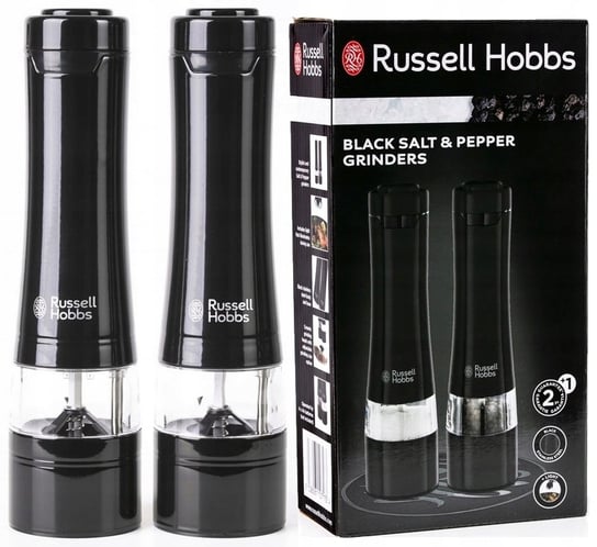 ZESTAW 2x ELEKTRYCZNY MŁYNEK DO PIEPRZU I SOLI ZIOŁA PRZYPRAWY Russell Hobbs