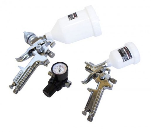 Zestaw 2x Pistolety Lakiernicze Do malowania Z Regulatorem Ciśnienia 2szt 600 ml + 125 ml Forcekraft