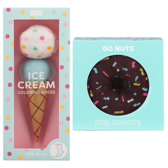 Zestaw 2x Skarpetki Damskie SOXO Lody i Donut w pudełku  -36–40 SOXO