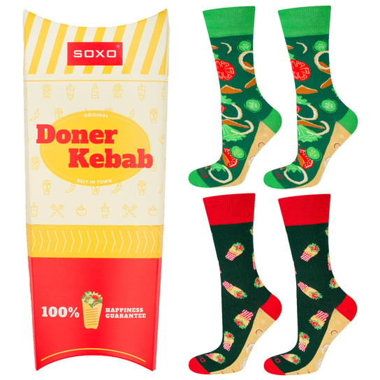 Zestaw 2x Skarpetki męskie kolorowe SOXO | kebab w pudełku | zabawny prezent dla mężczyzny | kolorowe-40–45 SOXO
