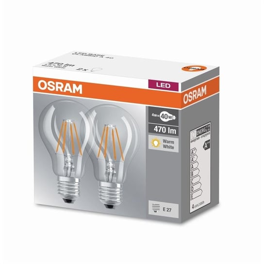 Zestaw 2x Żarówek LED filament OSRAM, E27, 4 W = 40 W, 470 lm, 2700 K Osram Ledvance