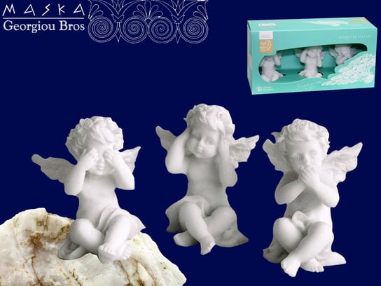 Zestaw 3 aniołków - alabaster grecki MASKA