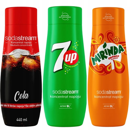 Zestaw 3 koncentratów SodaStream Cola+7UP+Mirinda Soda Stream