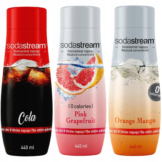 Zestaw 3 koncentratów SodaStream Cola+Grapefruit+Orange-Mango Soda Stream