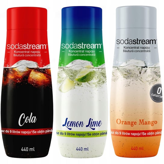 Zestaw 3 koncentratów SodaStream Cola+Lemon-Lime+Orange-Mango Soda Stream