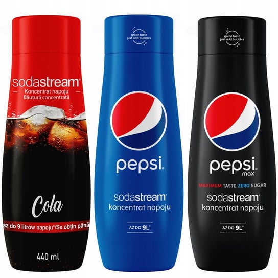 Zestaw 3 koncentratów SodaStream Cola+Pepsi+Pepsi MAX Soda Stream