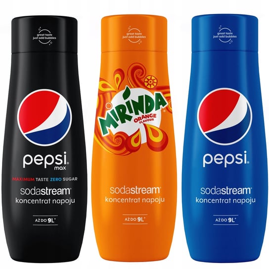 Zestaw 3 koncentratów SodaStream Pepsi+Pepsi MAX+Mirinda SodaStream