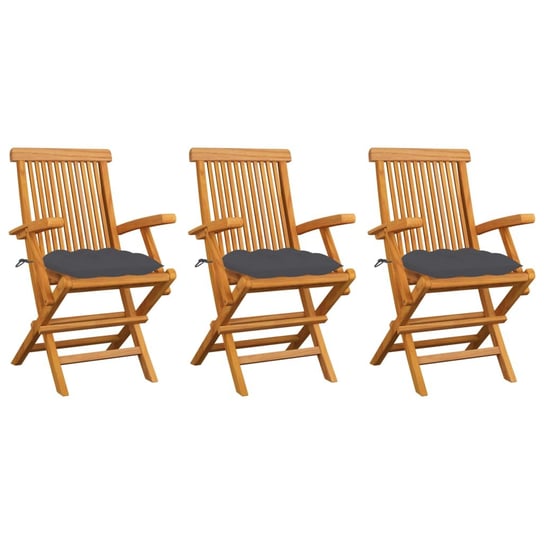 Zestaw 3 krzeseł ogrodowych z poduszką, drewno tek Inna marka