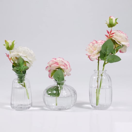 Zestaw 3 małych szklanych wazonów do dekoracji stołu Inna marka