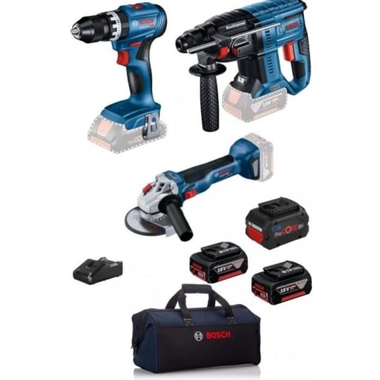 Zestaw 3 narzędzi BOSCH PRO 18V + akumulatory 2x5,0Ah / 1x5,5Ah + ładowarka - 0615990N29 Bosch Professional