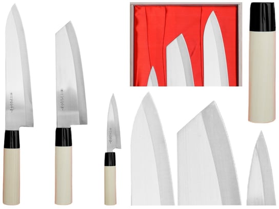Zestaw 3 noży Satake Megumi Szefa kuchni / Santoku Bunka / nóż uniwersalny Inna marka