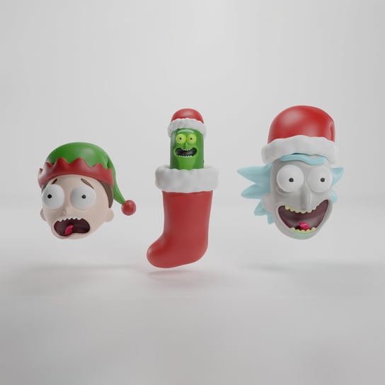 ZESTAW 3 OZDOBÓW ŚWIĄTECZNYCH RICK & MORTY-RICK, MORTY I PICKLE RICK Inna marka