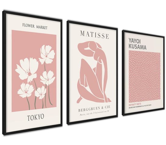 Zestaw 3 Plakatów Matisse Pudrowy Róż 30X40Cm ag.art deco