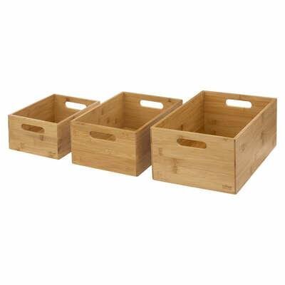 Zestaw 3 pudełek bambusowych z uchwytami 5five Simple Smart