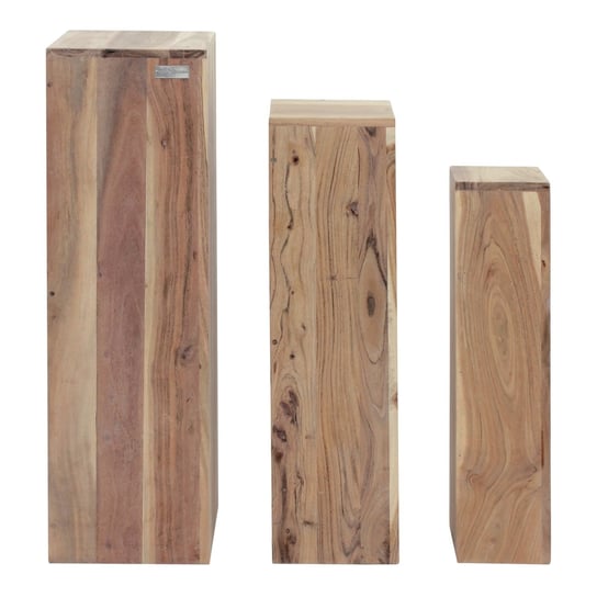 Zestaw 3 stolików bocznych 65/75/85 cm Naturalne drewno akacjowe WOMO-DESIGN