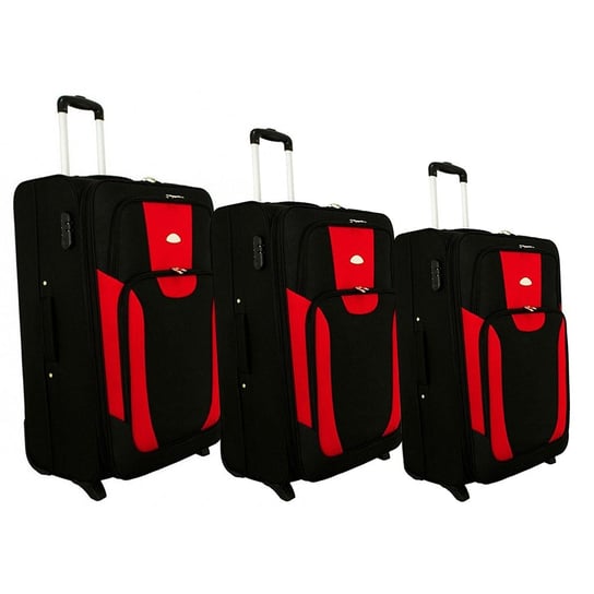 Zestaw 3 walizek PELLUCCI RGL 1003 Czarno Czerwone KEMER