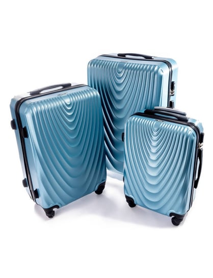 Zestaw 3 walizek PELLUCCI RGL 663 Metaliczny niebieski PELLUCCI