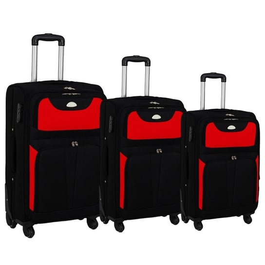 Zestaw 3 walizek PELLUCCI RGL S-010 Czarno Czerwone KEMER