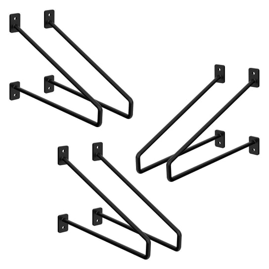 Zestaw 3 wsporników półek Wspornik półki Wspornik półki Wspornik ścienny Wspornik metalowy Czarny ML-DESIGN