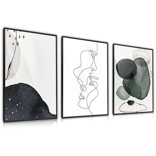 Zestaw 3X Plakat W Ramie Do Sypialni Portrety Line-Art Minimalizm 60cm X 80cm Muralo