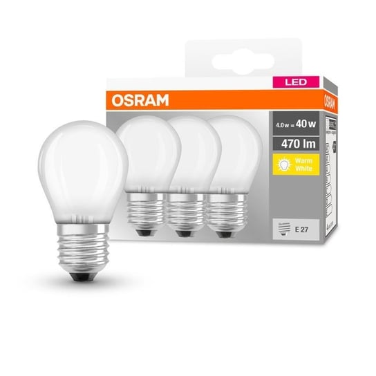 Zestaw 3x Żarówek LED OSRAM, E27, 4 W = 40 W, 470 lm, 2700 K Osram Ledvance