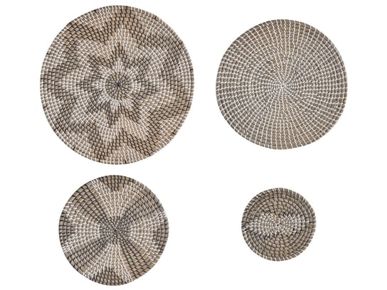 Zestaw 4 dekoracji ściennych z trawy morskiej jasny LAOCAI Beliani