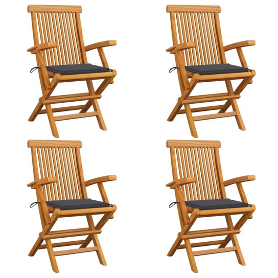 Zestaw 4 drewnianych krzeseł ogrodowych, tek, 55x6 Inna marka