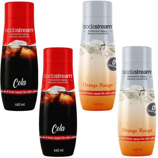Zestaw 4 koncentratów SodaStream 2x (Cola+Orange-Mango) Soda Stream