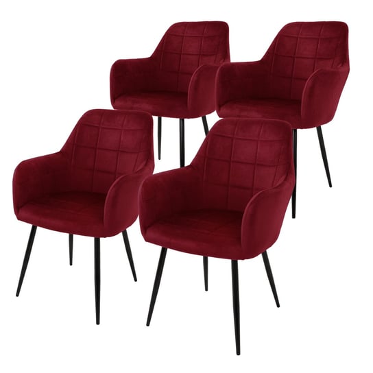 Zestaw 4 krzeseł do jadalni Krzesła do salonu Zestaw aksamitnych krzeseł kuchennych Bordeaux ECD Germany