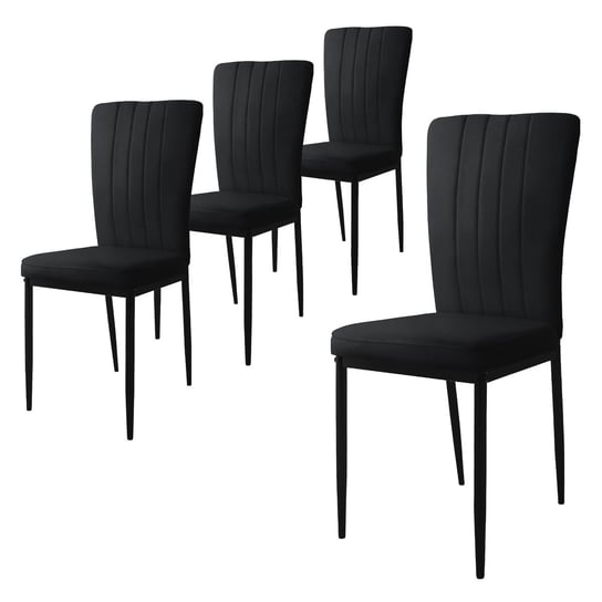 Zestaw 4 krzeseł do jadalni krzesło kuchenne krzesło tapicerowane krzesło do salonu krzesło czarny aksamit ML-DESIGN